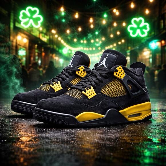 SIZE 13 Jordan Air Jordan 4 Retro Thunder Black/Yellow DH6927-017 Men\'s Sneaker main image 2